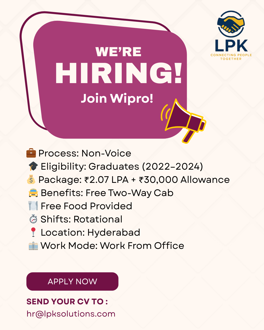 Hiring Now – Join Wipro!